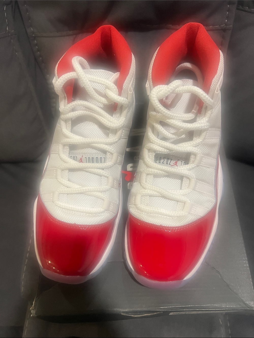 Jordan Kids White and Red Patent-Low Sneaker